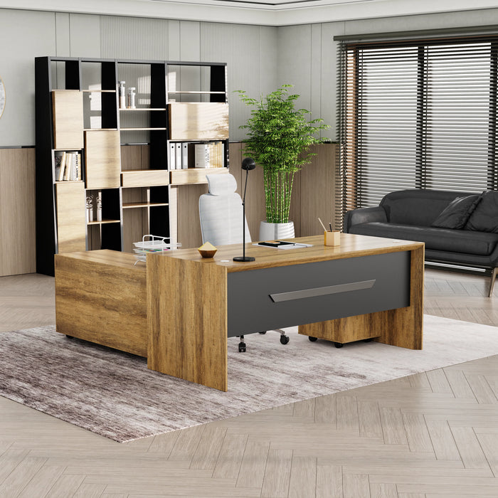 Neptune 63-71" Rectangular Executive Desk with Mobile Return | AF Essence Mooreen WX-E1508