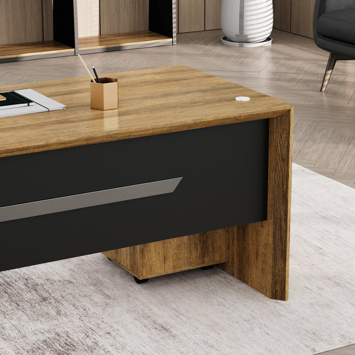 Neptune 63-71" Rectangular Executive Desk with Mobile Return | AF Essence Mooreen WX-E1508