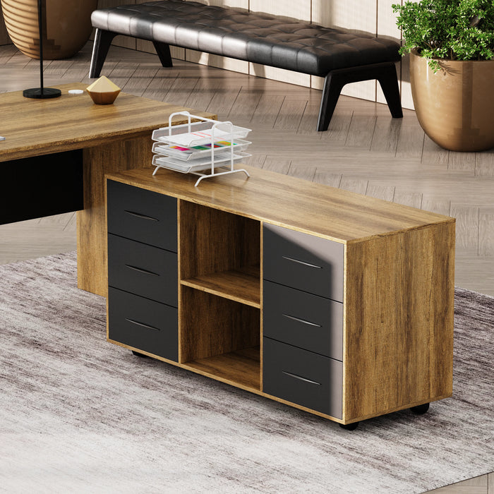 Neptune 63-71" Rectangular Executive Desk with Mobile Return | AF Essence Mooreen WX-E1508