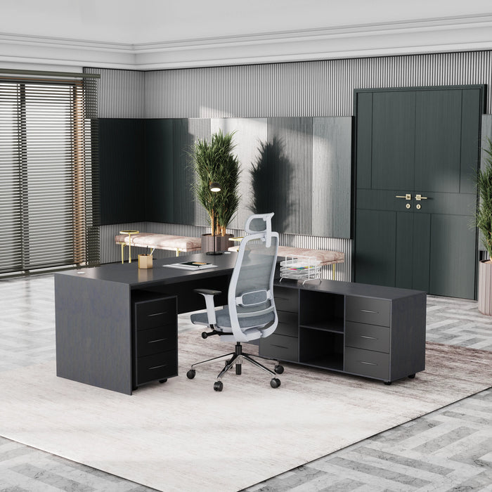 Neptune 63-71" Rectangular Executive Desk with Mobile Return | AF Essence Mooreen WX-E1508