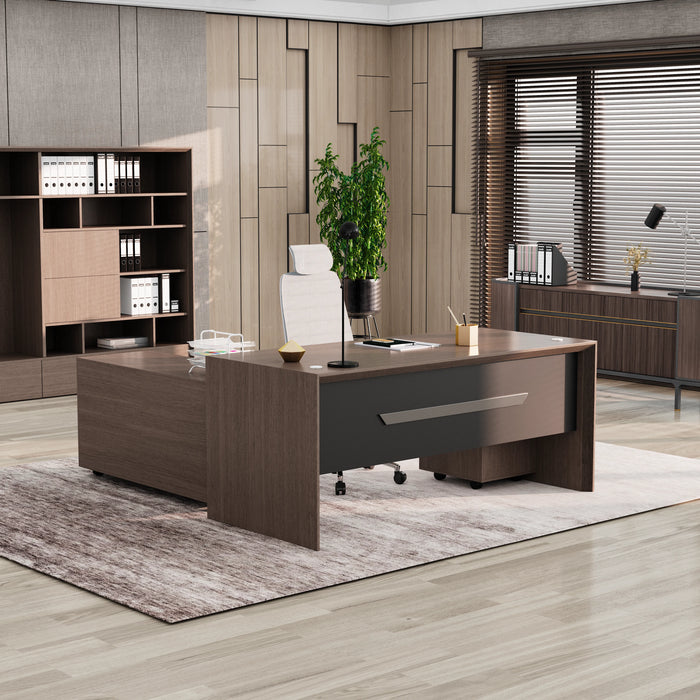 Neptune 63-71" Rectangular Executive Desk with Mobile Return | AF Essence Mooreen WX-E1508