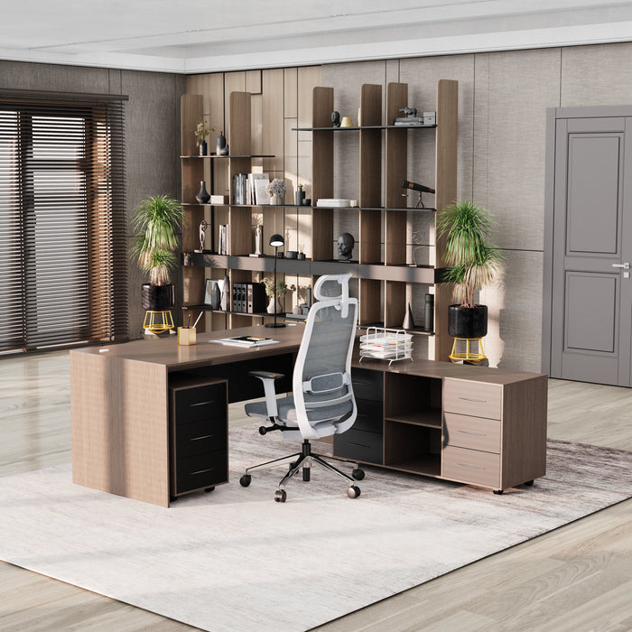 Neptune 63-71" Rectangular Executive Desk with Mobile Return | AF Essence Mooreen WX-E1508