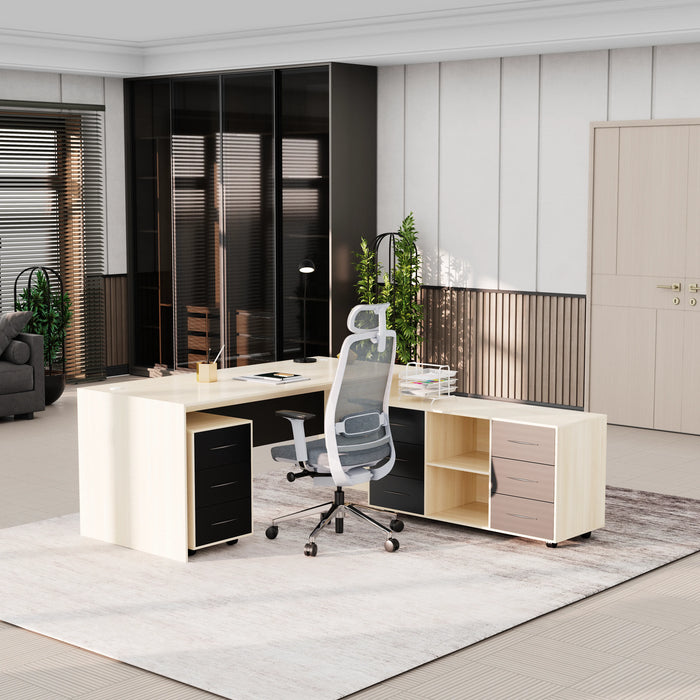 Neptune 63-71" Rectangular Executive Desk with Mobile Return | AF Essence Mooreen WX-E1508