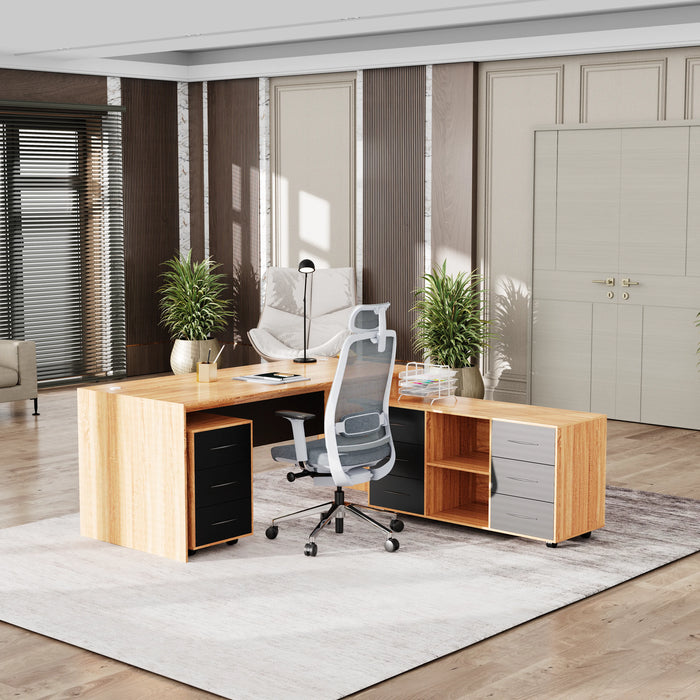 Neptune 63-71" Rectangular Executive Desk with Mobile Return | AF Essence Mooreen WX-E1508