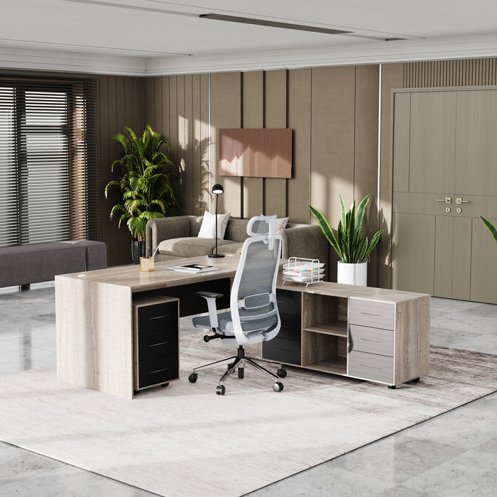 Neptune 63-71" Rectangular Executive Desk with Mobile Return | AF Essence Mooreen WX-E1508