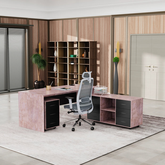 Neptune 63-71" Rectangular Executive Desk with Mobile Return | AF Essence Mooreen WX-E1508