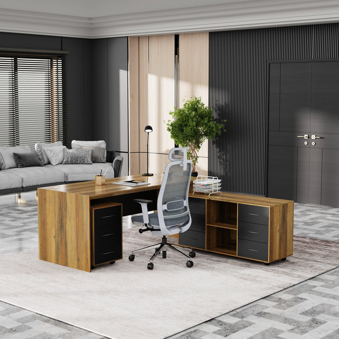 Neptune 63-71" Rectangular Executive Desk with Mobile Return | AF Essence Mooreen WX-E1508