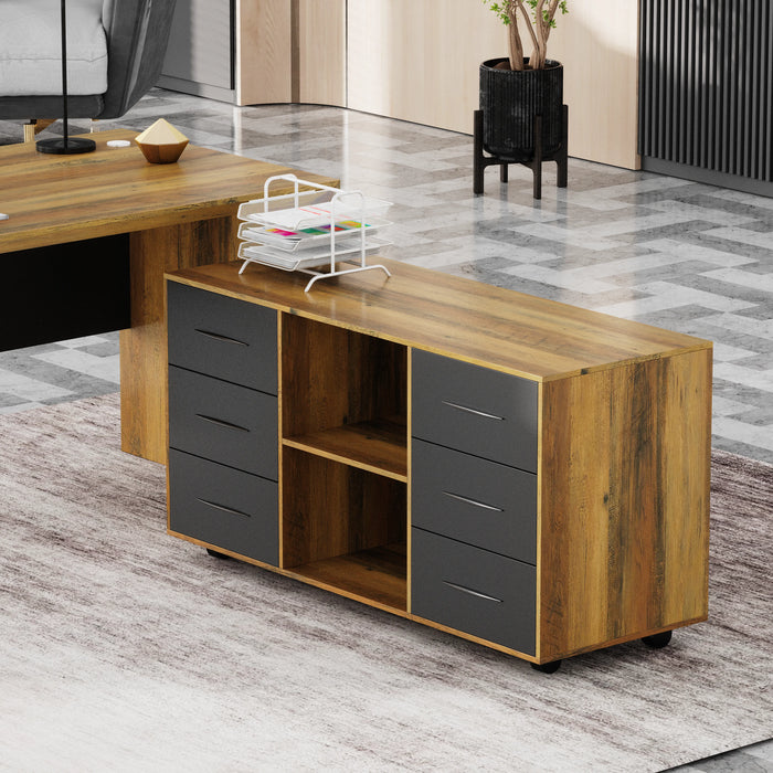 Neptune 63-71" Rectangular Executive Desk with Mobile Return | AF Essence Mooreen WX-E1508