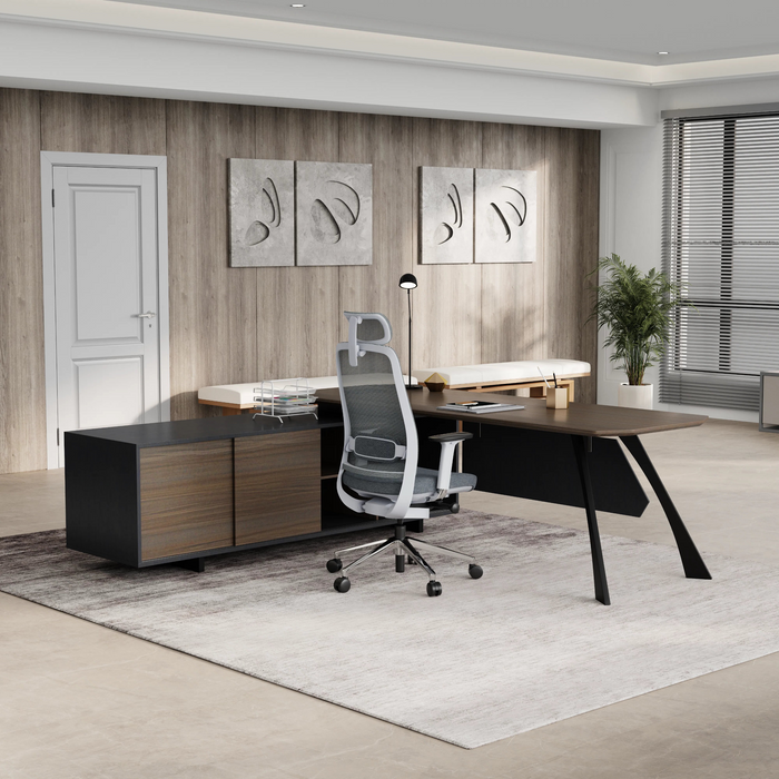 Nikolai 87" L-shaped Executive Desk | AF Essence Tribeca WX-N2805