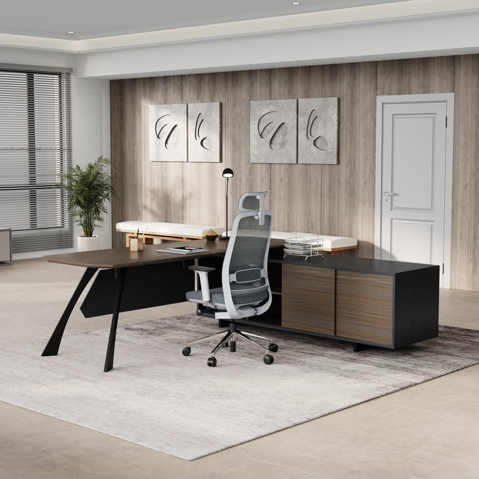 Nikolai 87" L-shaped Executive Desk | AF Essence Tribeca WX-N2805