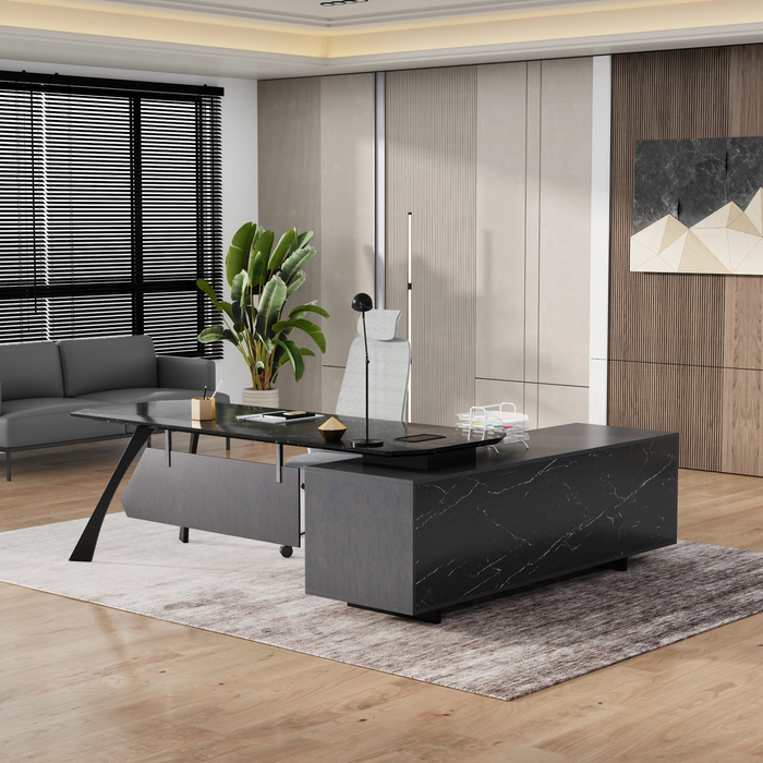 Nikolai 87" L-shaped Executive Desk | AF Essence Tribeca WX-N2805