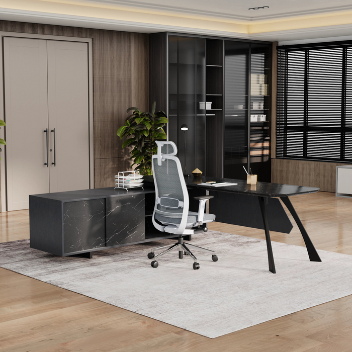 Nikolai 87" L-shaped Executive Desk | AF Essence Tribeca WX-N2805