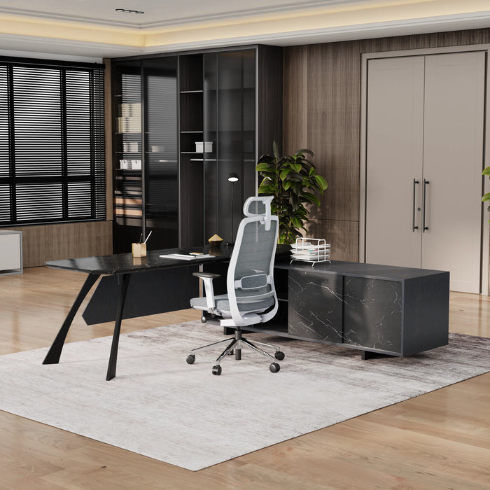 Nikolai 87" L-shaped Executive Desk | AF Essence Tribeca WX-N2805