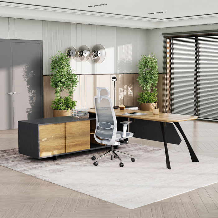 Nikolai 87" L-shaped Executive Desk | AF Essence Tribeca WX-N2805