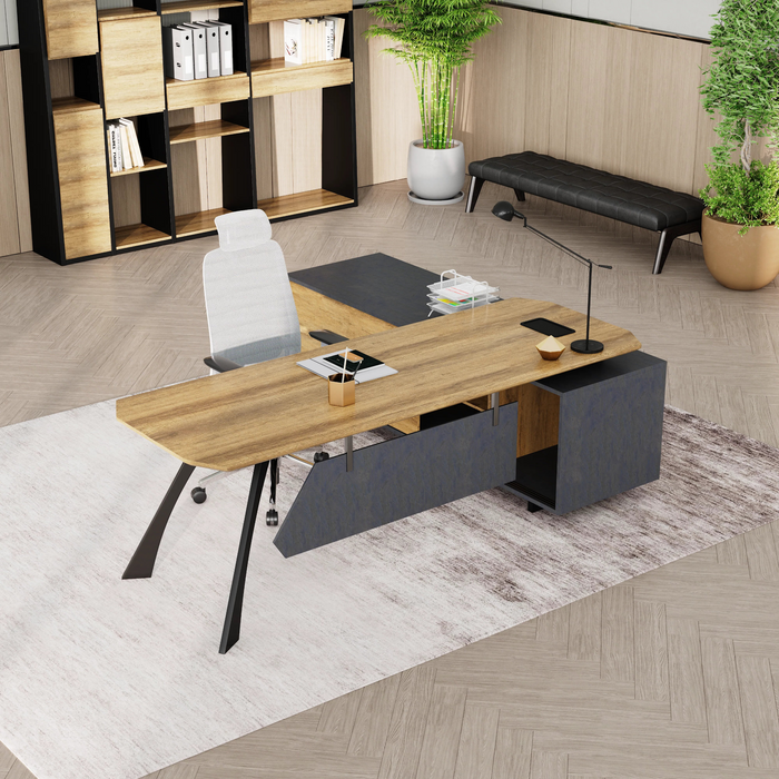 Nikolai 87" L-shaped Executive Desk | AF Essence Tribeca WX-N2805