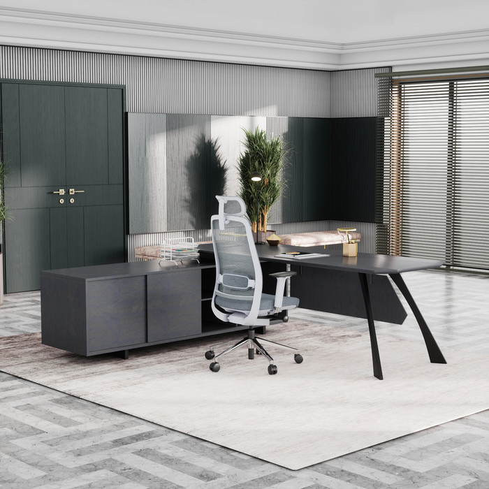 Nikolai 87" L-shaped Executive Desk | AF Essence Tribeca WX-N2805