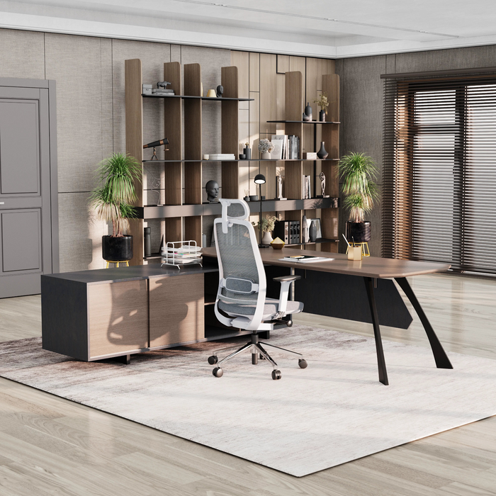 Nikolai 87" L-shaped Executive Desk | AF Essence Tribeca WX-N2805