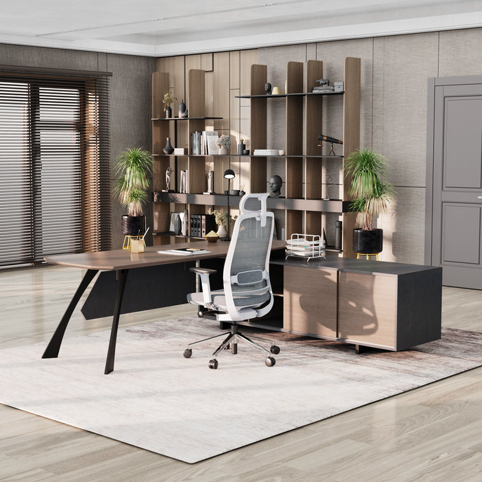 Nikolai 87" L-shaped Executive Desk | AF Essence Tribeca WX-N2805