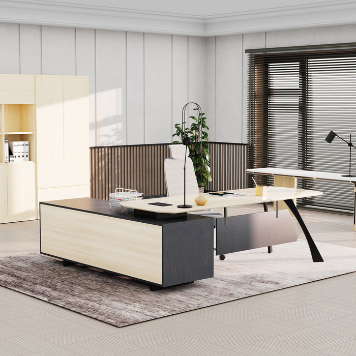 Nikolai 87" L-shaped Executive Desk | AF Essence Tribeca WX-N2805