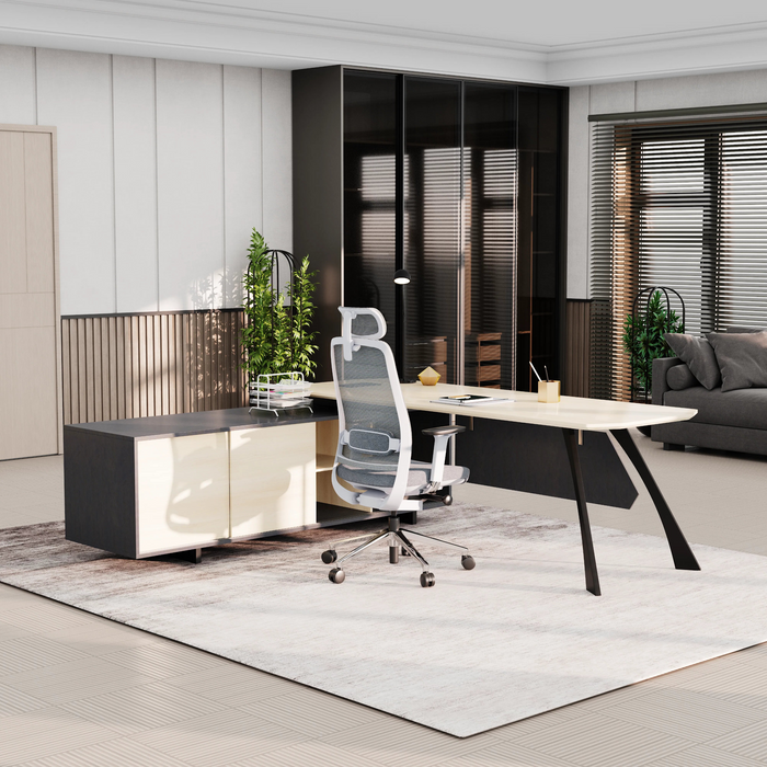 Nikolai 87" L-shaped Executive Desk | AF Essence Tribeca WX-N2805