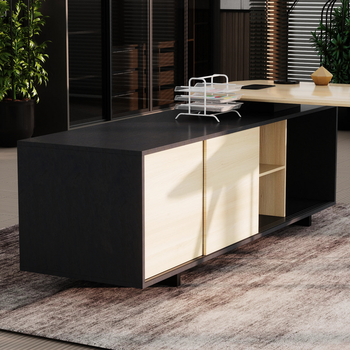 Nikolai 87" L-shaped Executive Desk | AF Essence Tribeca WX-N2805