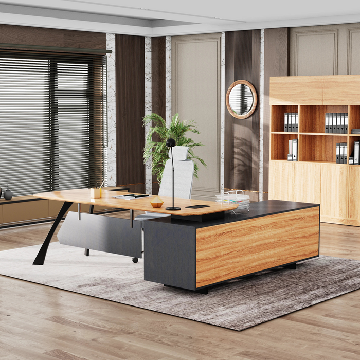 Nikolai 87" L-shaped Executive Desk | AF Essence Tribeca WX-N2805