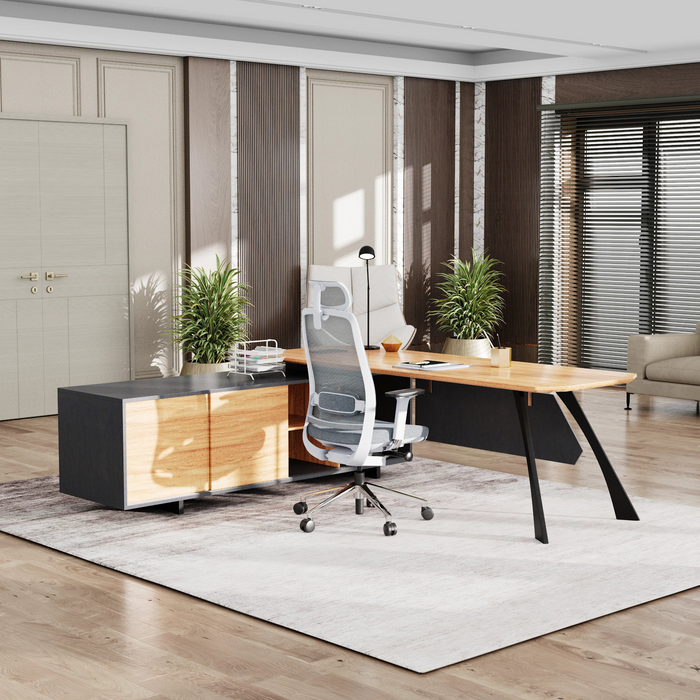 Nikolai 87" L-shaped Executive Desk | AF Essence Tribeca WX-N2805