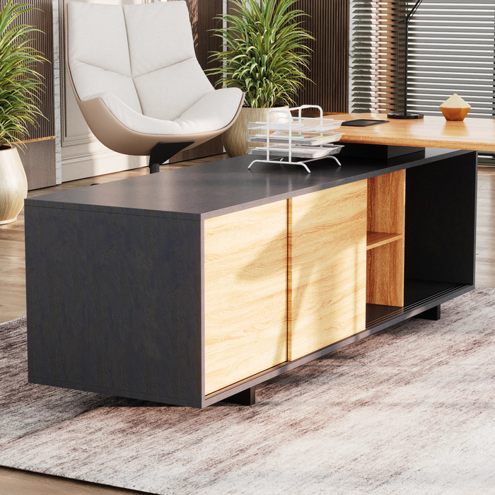 Nikolai 87" L-shaped Executive Desk | AF Essence Tribeca WX-N2805