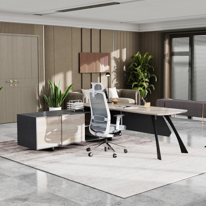 Nikolai 87" L-shaped Executive Desk | AF Essence Tribeca WX-N2805