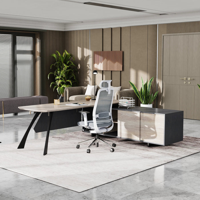 Nikolai 87" L-shaped Executive Desk | AF Essence Tribeca WX-N2805