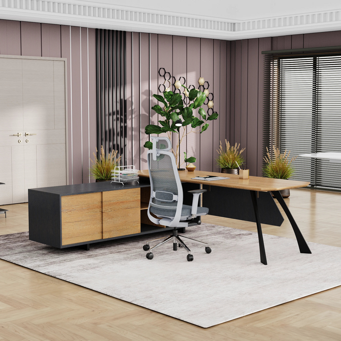 Nikolai 87" L-shaped Executive Desk | AF Essence Tribeca WX-N2805