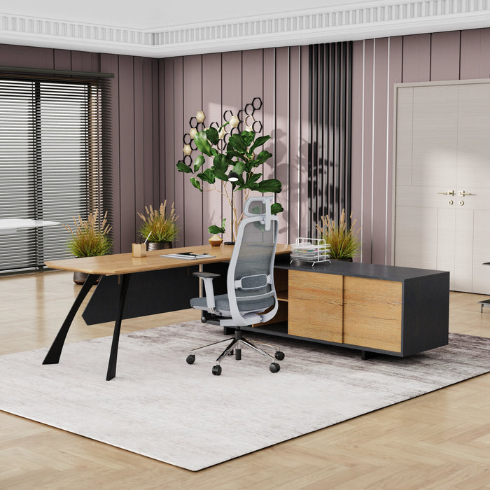 Nikolai 87" L-shaped Executive Desk | AF Essence Tribeca WX-N2805