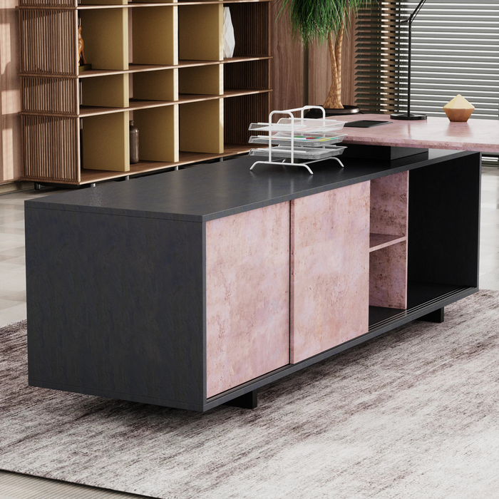 Nikolai 87" L-shaped Executive Desk | AF Essence Tribeca WX-N2805