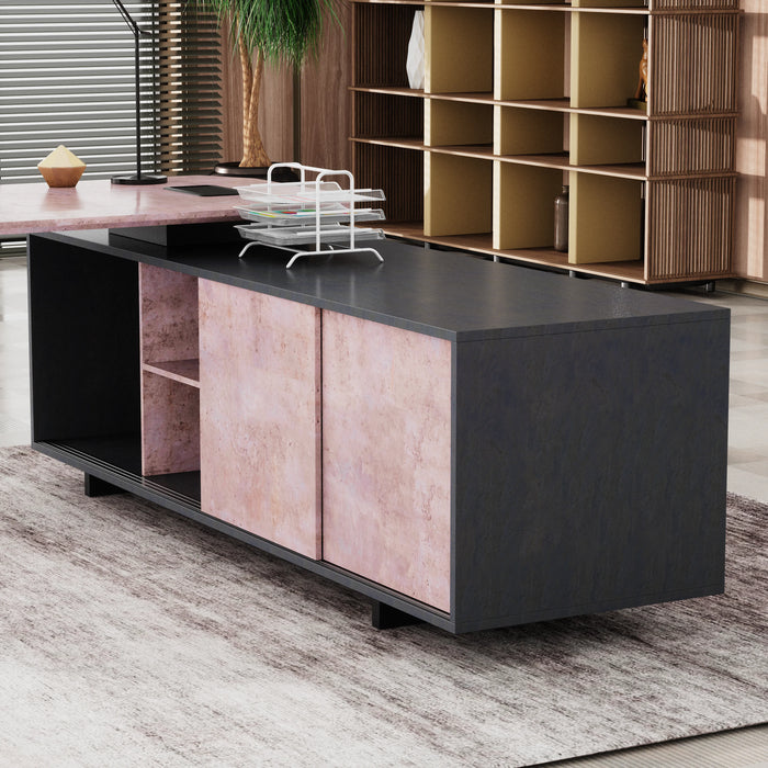 Nikolai 87" L-shaped Executive Desk | AF Essence Tribeca WX-N2805