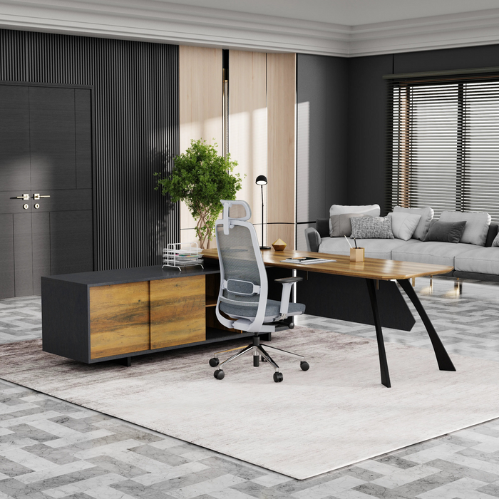 Nikolai 87" L-shaped Executive Desk | AF Essence Tribeca WX-N2805