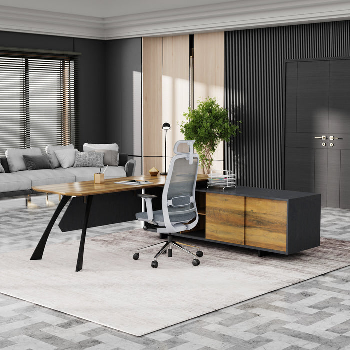 Nikolai 87" L-shaped Executive Desk | AF Essence Tribeca WX-N2805