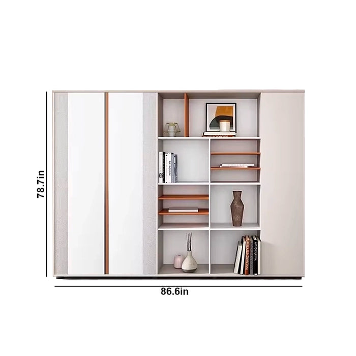 North 87" Beige Library Wall Shelving Unit | AF Legend Aphrodite LY-YY-30