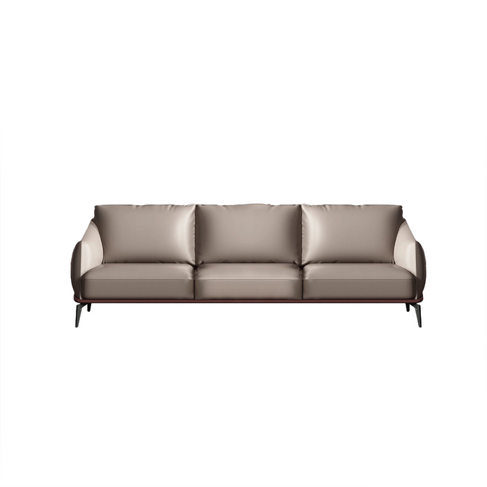 Arcadia Latte High-end Red Wine Frame with Brown Upholstery Commercial and Residential Lounge and Waiting Room Chair Sofa Seating for Front Desks and Lobbies