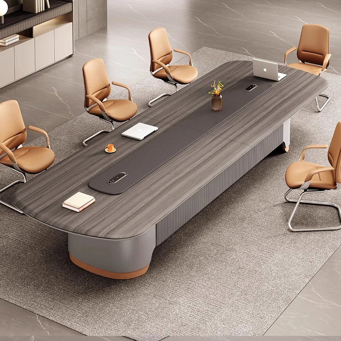 Mesa de conferencias Arcadia de alta calidad, gris metálico, de 7 a 16 pies, para salas de reuniones y salas de juntas con carga