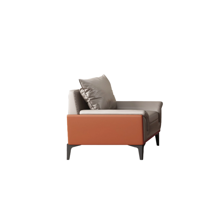 Arcadia Silver White High-end Orange Frame with White Upholstery Commercial and Residential Lounge and Waiting Room Chair Sofa Seating for Front Desks and Lobbies