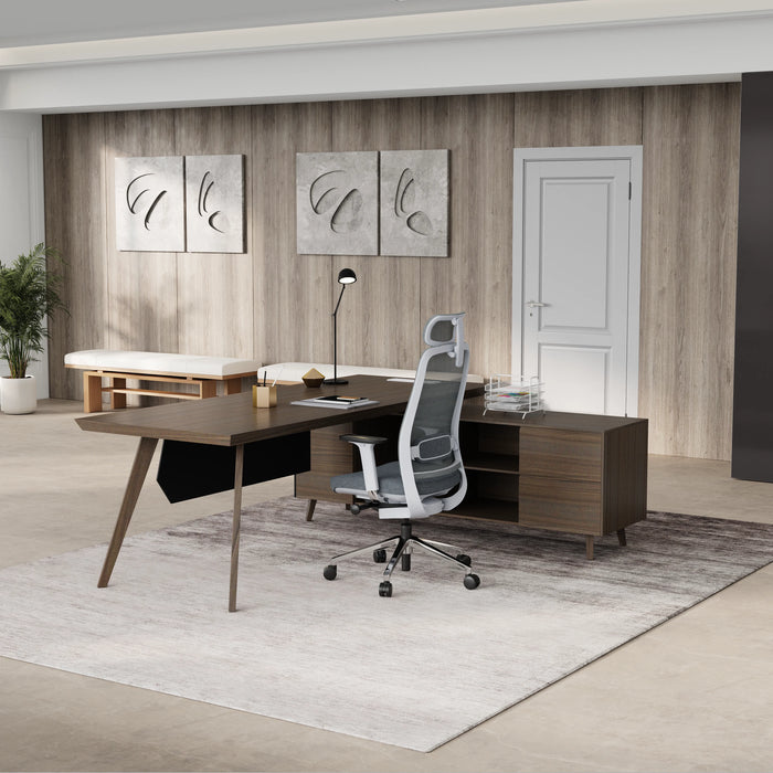 Pacific 87" L-shaped Executive Desk | AF Essence Mooreen WX-E1505