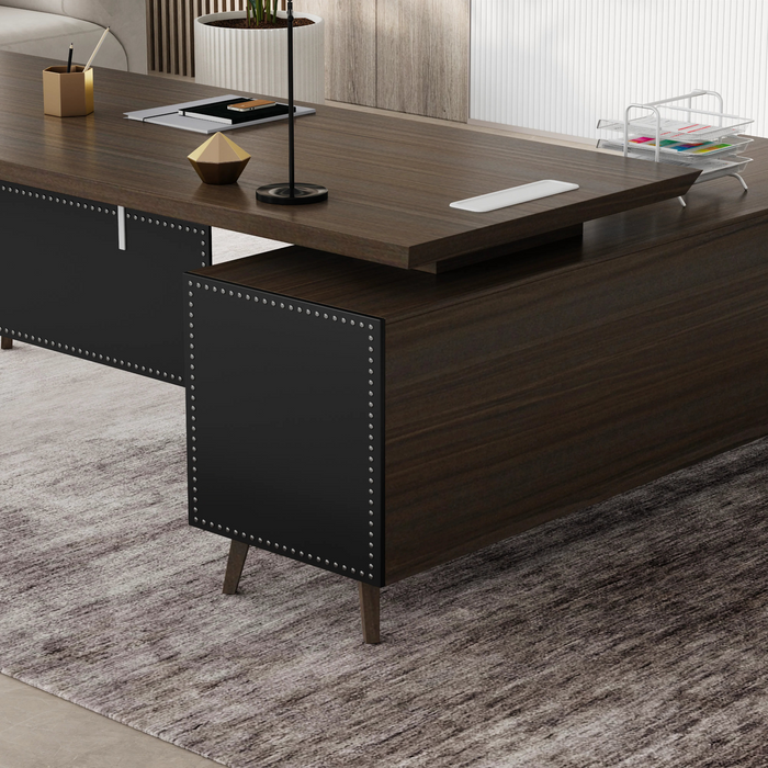 Pacific 87" L-shaped Executive Desk | AF Essence Mooreen WX-E1505