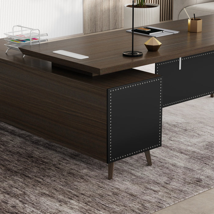 Pacific 87" L-shaped Executive Desk | AF Essence Mooreen WX-E1505