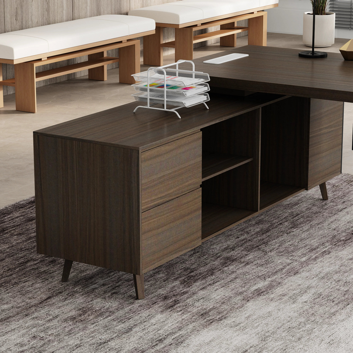 Pacific 87" L-shaped Executive Desk | AF Essence Mooreen WX-E1505