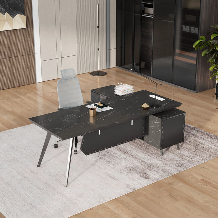 Pacific 87" L-shaped Executive Desk | AF Essence Mooreen WX-E1505