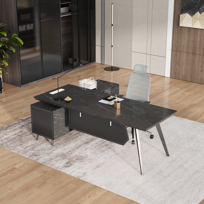 Pacific 87" L-shaped Executive Desk | AF Essence Mooreen WX-E1505