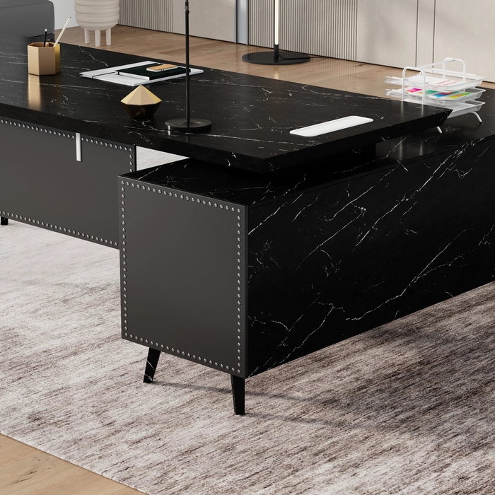 Pacific 87" L-shaped Executive Desk | AF Essence Mooreen WX-E1505