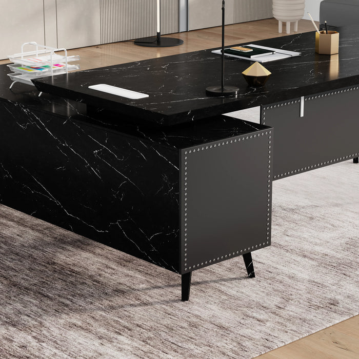 Pacific 87" L-shaped Executive Desk | AF Essence Mooreen WX-E1505