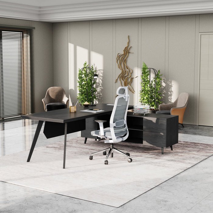 Pacific 87" L-shaped Executive Desk | AF Essence Mooreen WX-E1505