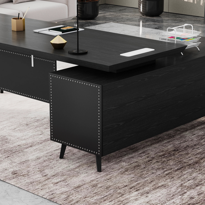 Pacific 87" L-shaped Executive Desk | AF Essence Mooreen WX-E1505